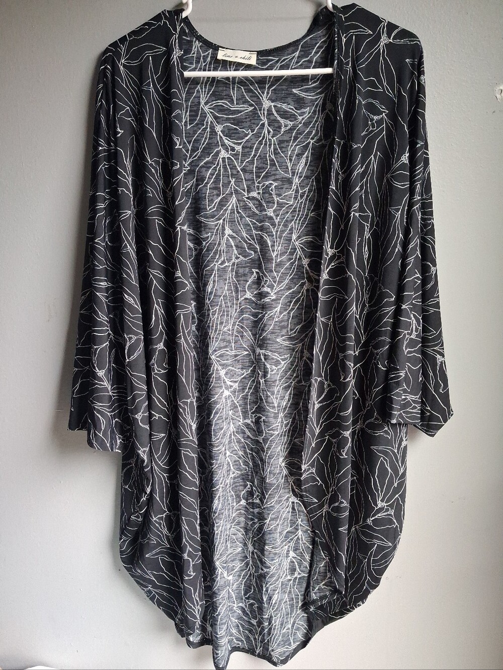 Lime And Chili Black And White Rose Cardigan